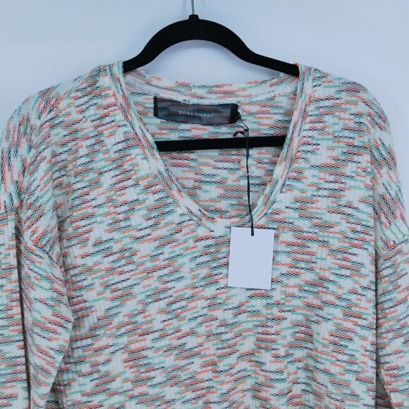 CODE X MODE Space Dye Sweater Womens Sz Small Knit Long Sleeve Multi Color Crop - Picture 3 of 8